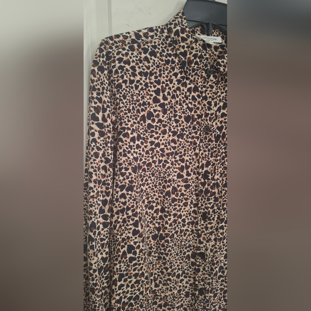 Beach Lunch Lounge Women's Animal Print Blouse S Button Up Long Sleeves Boho - Picture 5 of 9